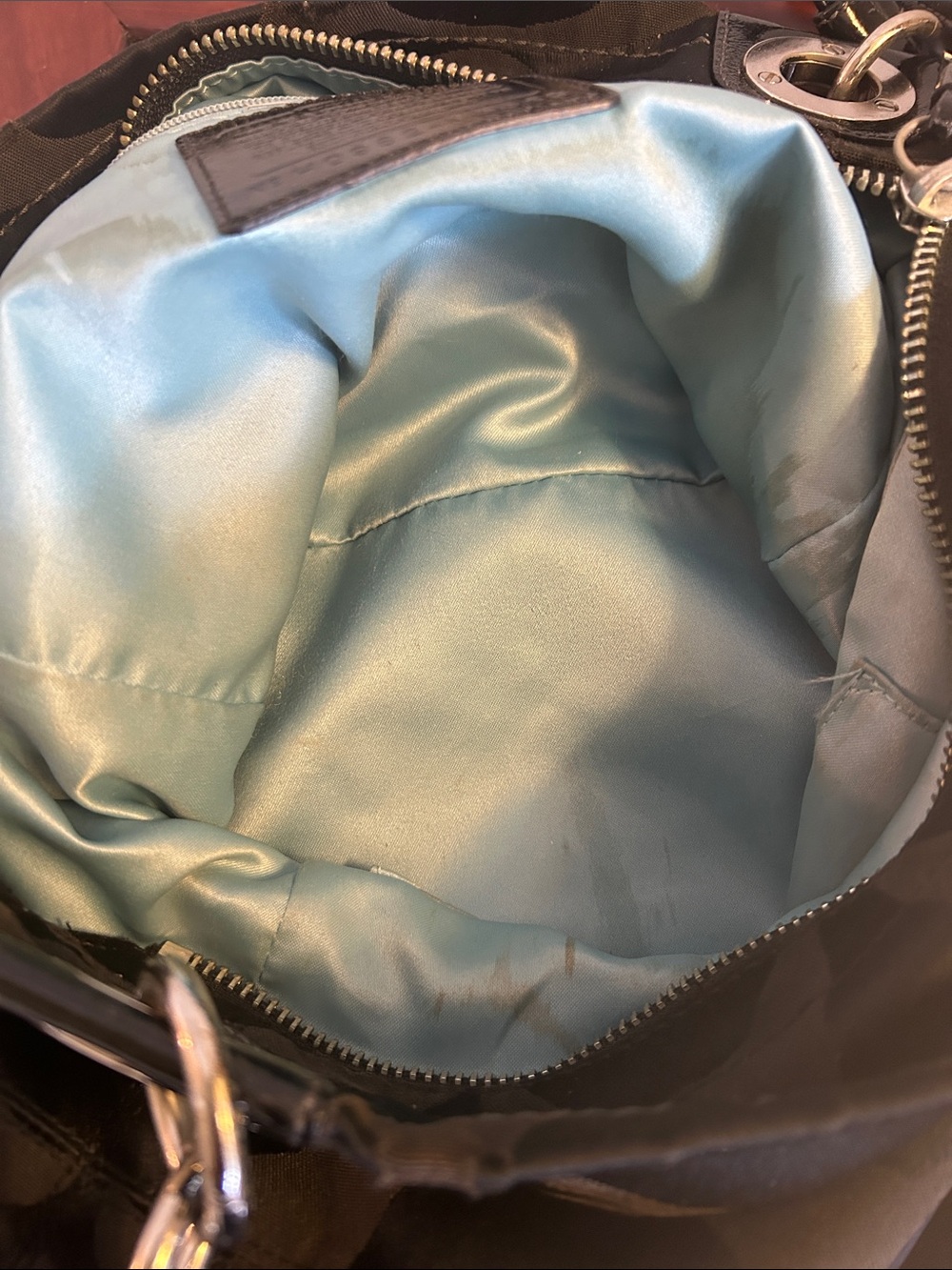 Coach Black Signature C Logo Tote with Silver Hardware - Picture 9 of 12